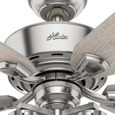 52" Devon Park Brushed Nickel Ceiling Fan with Rustic Wood Blades and LED Light