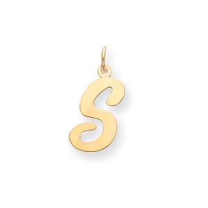 Black Bow Jewelry 14k Yellow Gold, Madison Collection, Medium Script Initial Pendant A-W - 1 of 4