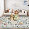 Washable living room rug, with floral decoration and non-slip backing, stain-resistant,  for dining room, bedroom, children's room - 3 of 4