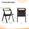 VINGLI Folding Dining Chairs, Wooden Chair with Rattan Backrest Leather Cushion, Armless for Kitchen, - 3 of 4