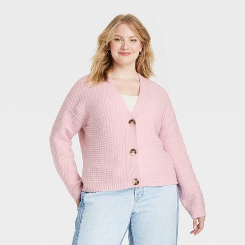 Pink button cardigan best sale