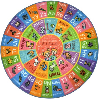 Kc Cubs Boy & Girl Kids Abc Alphabet Round Rug Carpet : Target