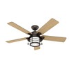 Hunter 54" Key Biscayne Lighted Ceiling Fan Onyx Bengal Finish, Dark Wood Blades, Damp Rated, Pull Chain Control - 2 of 4