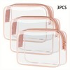 Anna-Kaci 3-Piece Clear Travel Toiletry Bag Set with Zipper Closure and Waterproof PVC Design 7.8x6x2.5IN - Pink - 2 of 4