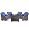 Buenhomino 5 Pieces Patio Wicker Furniture Set - 4 Outdoor Swivel Rocker Glider Chairs with Propane Fire Pit Table - 2 of 4