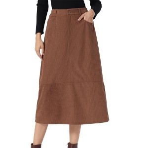 INSPIRE CHIC Women's Corduroy Texture A-Line Back Elastic Front