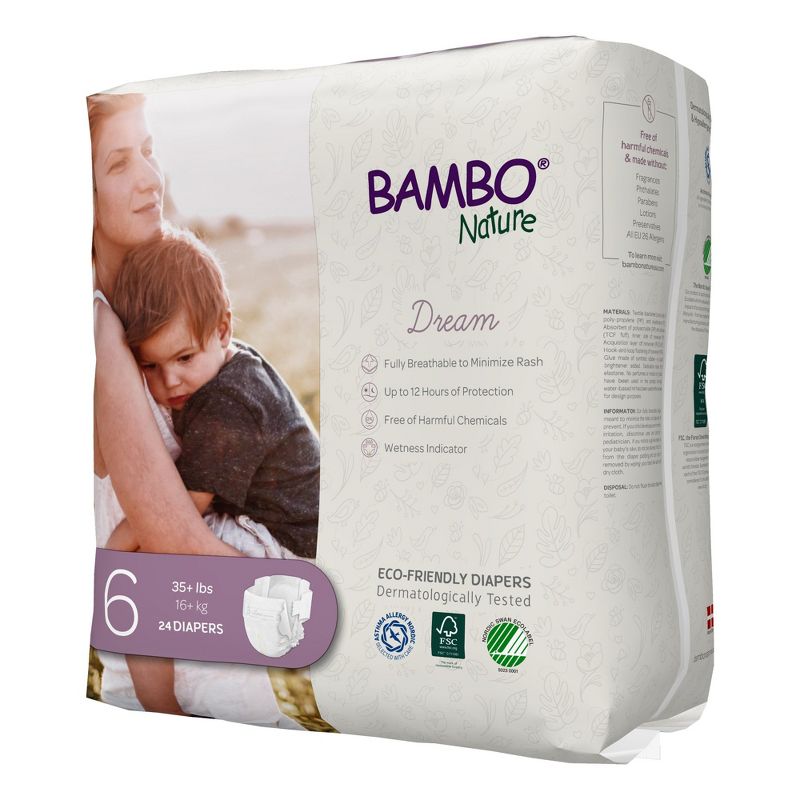 Bambo Nature Dream Disposable Diapers, Eco-Friendly, Size 6, 24 Count, 12 Packs, 288 Total, 4 of 6