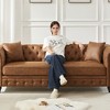 85.5'' Tech Fabric Chesterfield 3-Seater Sofa with Rolled Arms, Button Tufted Design and 2 Cushions - 4 of 4
