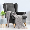 Americanflat Nira Throw Blanket in Black and Cream Chevron - 100% Cotton with Fringe - 50" x 60" - 2 of 4