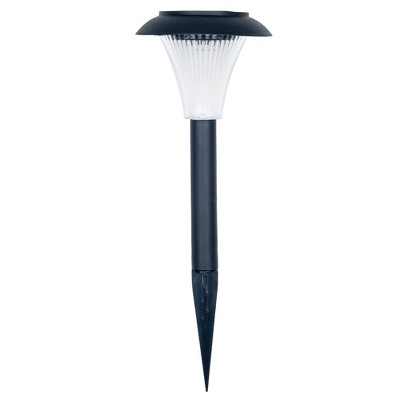 Solar-Powered Black Plastic LED Pathway Lights - Set of 8