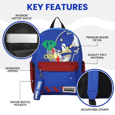 Sonic the Hedgehog Sonic Character Art 16.5" Adult Blue Backpack — фото 2