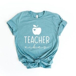 Simply Sage Market Women's Teacher Vibes Cursive Apple Short Sleeve Graphic Tee - 1 of 4