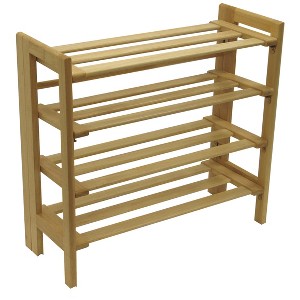 Clifford Foldable Shoe Rack Natural - Winsome: Adjustable, Easy Storage, 12 Pairs Capacity, Wood Frame - 1 of 4