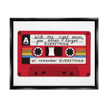 Stupell Industries With The Right Music Vintage Cassette Framed Floater Canvas Wall Art