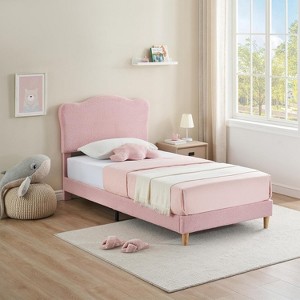 Modern Upholstered Bed Frame with Adjustable Headboard, Boucle Upholstered Platform Bed, Strong Wood Slats Support, No Box Spring Needed - 1 of 4
