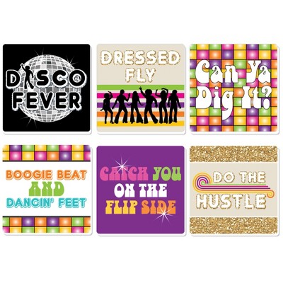 Big Dot of Happiness 70's Disco - Funny 1970s Disco Fever Party Decorations - Drink Coasters - Set of 6