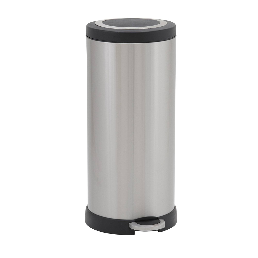 Household Essentials 30L Round Design Trend Step Trash Can Stainless Steel