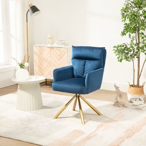 Lycvki Velvet Contemporary High-Back Upholstered Swivel Accent Chair - 1 of 4