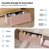 Pinmoco 15/30/43 inch Folding Storage Ottoman Bench with White Blanket and Side Pocket, Corduroy Storage Bench Footrest for Entryway Living Room - 2 of 4