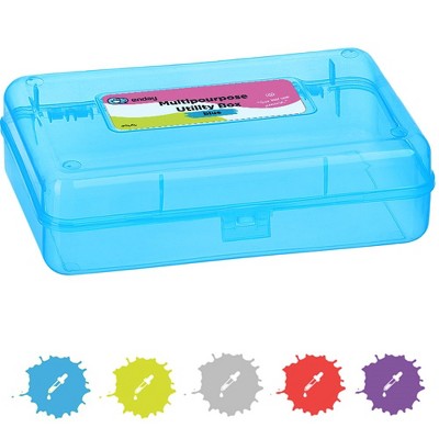 Advantus Gem Polypropylene Pencil Box with Lid, Clear, 8 1/2 x 5 1/2 x