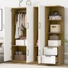 TiramisuBest 3-Door Wooden Wardrobe with 2 Drawers & Shelves, Mobile w/ Locking Wheels & Adjustable Shelf - Space-Saving for Bedroom - 2 of 4