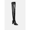 Minkles Patent Pu Long Slim Block Heeled Boots Women - 3 of 4