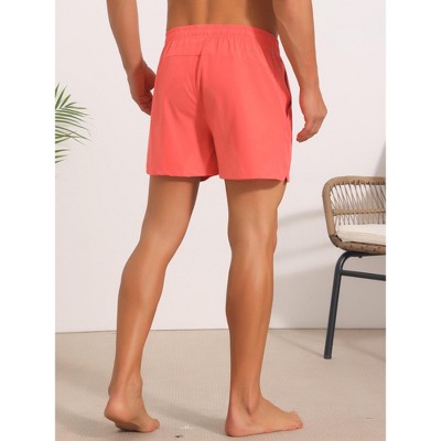 INSPIRE CHIC Men's Summer Elastic Waist Solid Board Shorts with Pockets 28 Light Red — фото 3