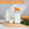 Glass Milk Bottles with Lids and Pour Spout, 4 Pack 16 OZ Square Drinking Jars - 4 of 4