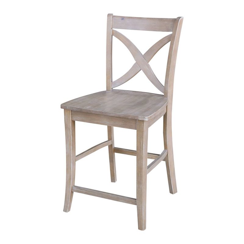 24&#34; Vinyard Counter Height Barstool Washed Gray/Taupe - International Concepts, 1 of 11