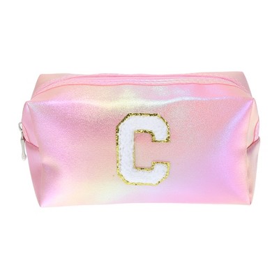 Unique Bargains Women's Durable Letter C Cosmetic Bag Pink 1 Pc