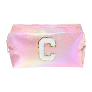 Unique Bargains Women's Durable Letter C Cosmetic Bag Pink 1 Pc - 1 of 3