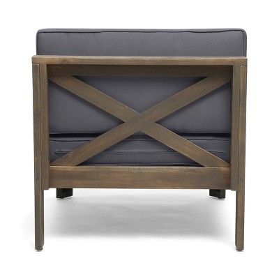 Summertime Elegance Acacia Wood 5pc Outdoor Sofa Set in Dark Gray