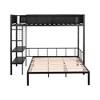 Metal Twin over Full Bunk with Shelves & Grid Panel Sturdy Metal Bed Frame Noise-free Wood Slats Comfortable Textilene Guardrail, For Boys Girls Teens - image 3 of 4