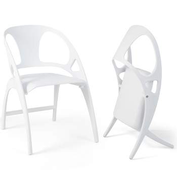 Costway Set of 2 Folding Dining Chairs Modern PP Dining Chairs Indoor & Outdoor White/Green/Grey/Orange