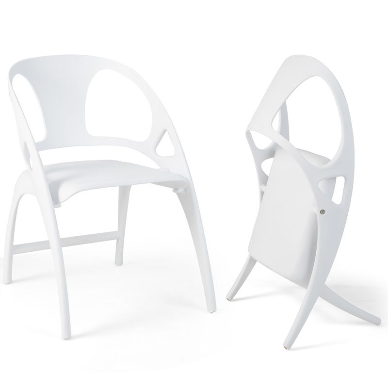Costway Set of 2 Folding Dining Chairs Modern PP Dining Chairs Indoor & Outdoor White/Green/Grey/Orange, 1 of 9