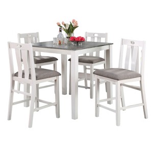 TiramisuBest Walnut Counter Height 5pc Dining Set Walnut Finish Table and 4 Counter Height Chairs - 1 of 4