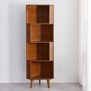 Corner bookcase, shelf, bamboo wood storage cabinet, display shelf, Suitable For Living Room, Bedroom, Kitchen, Office - 1 of 4