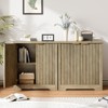 Fluted Buffet Sideboard Cabinet with Storage, 2/4 Doors & Adjustable Shelf,Handle,Spacious Tabletop,Modern Wood Coffee Bar Console Table - 3 of 4