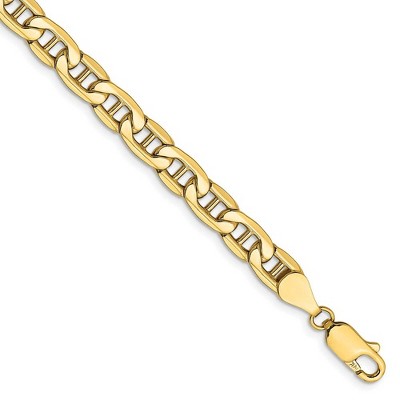 Black Bow Jewelry 5.5mm, 14k Yellow Gold, Hollow Anchor Link Chain Bracelet