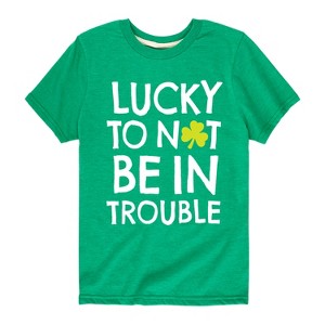 Boys' - Instant Message - St. Patrick's Day Lucky to Not Be In Trouble Short Sleeve Graphic T-Shirt - 1 of 4