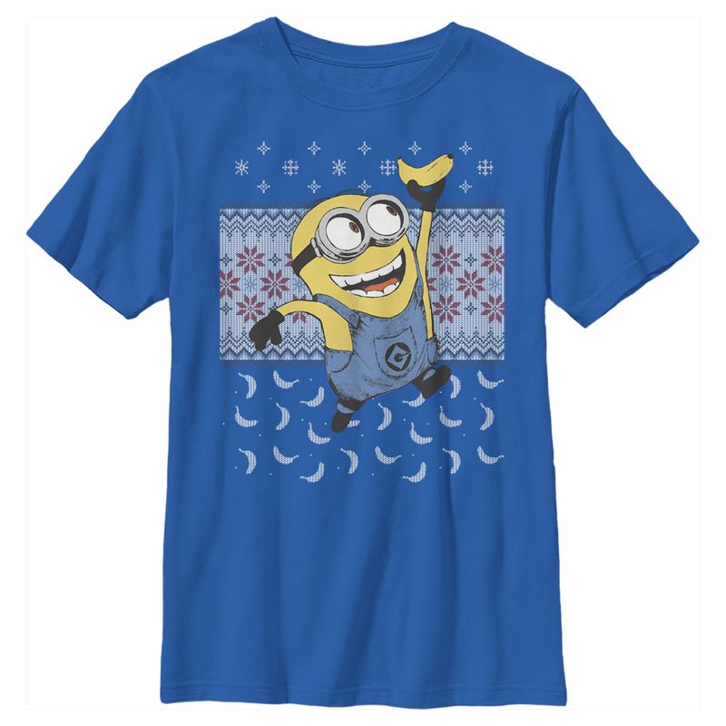 Boy's Despicable Me Ugly Christmas Minons Banana T-Shirt, 1 of 5