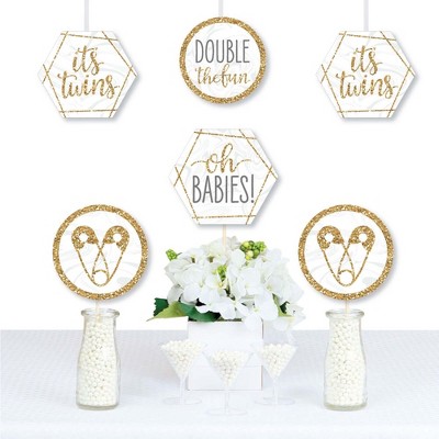 Big Dot of Happiness It's Twins - Decorations DIY Gold Twins Baby Shower Essentials - Set of 20