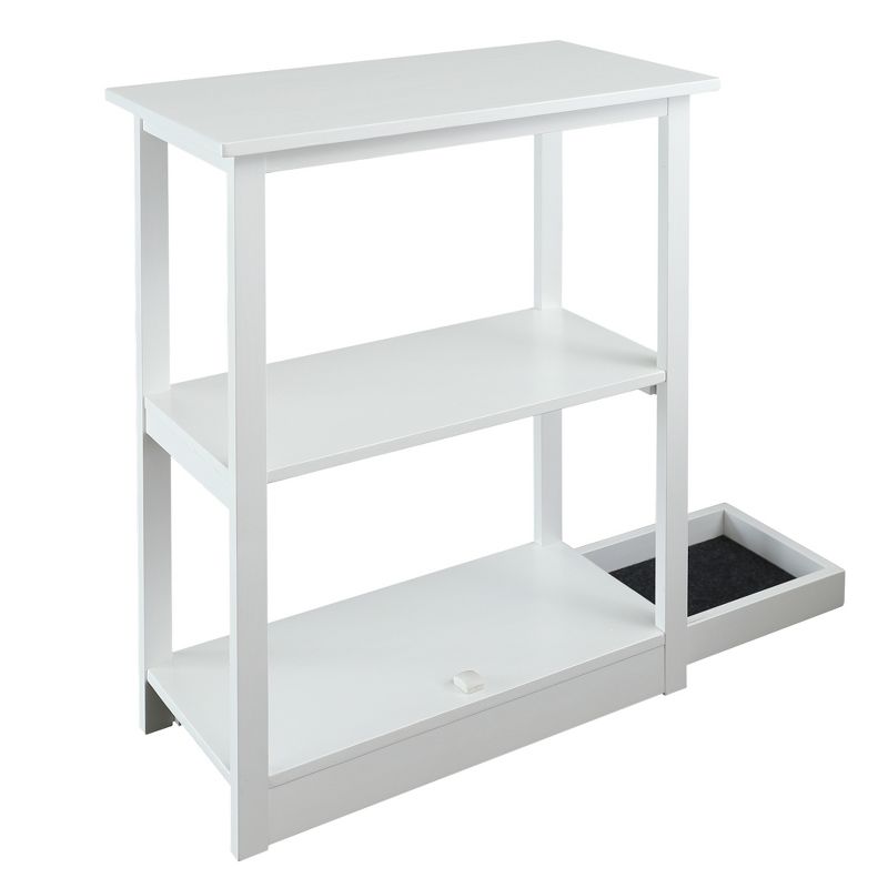 34" Adams 3 Shelf Bookcase with Concealed Sliding Track White - Flora Home, 3 of 8