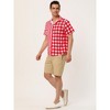 Lars Amadeus Men's Contrast Color Short Sleeves Striped Plaid Printed Shirt - 4 of 4