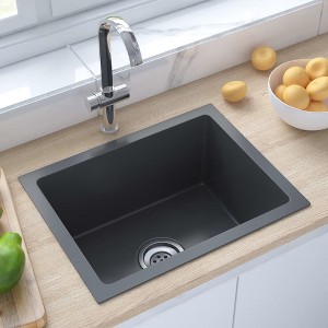 vidaXL Handmade Kitchen Sink Black Stainless Steel - 1 of 4