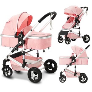 Kinder King Cozi 2 Convertible Baby Stroller, Folding High Landscape Infant Carriage, Adjustable Canopy, Diaper Bag, Anti-Shock - 1 of 4
