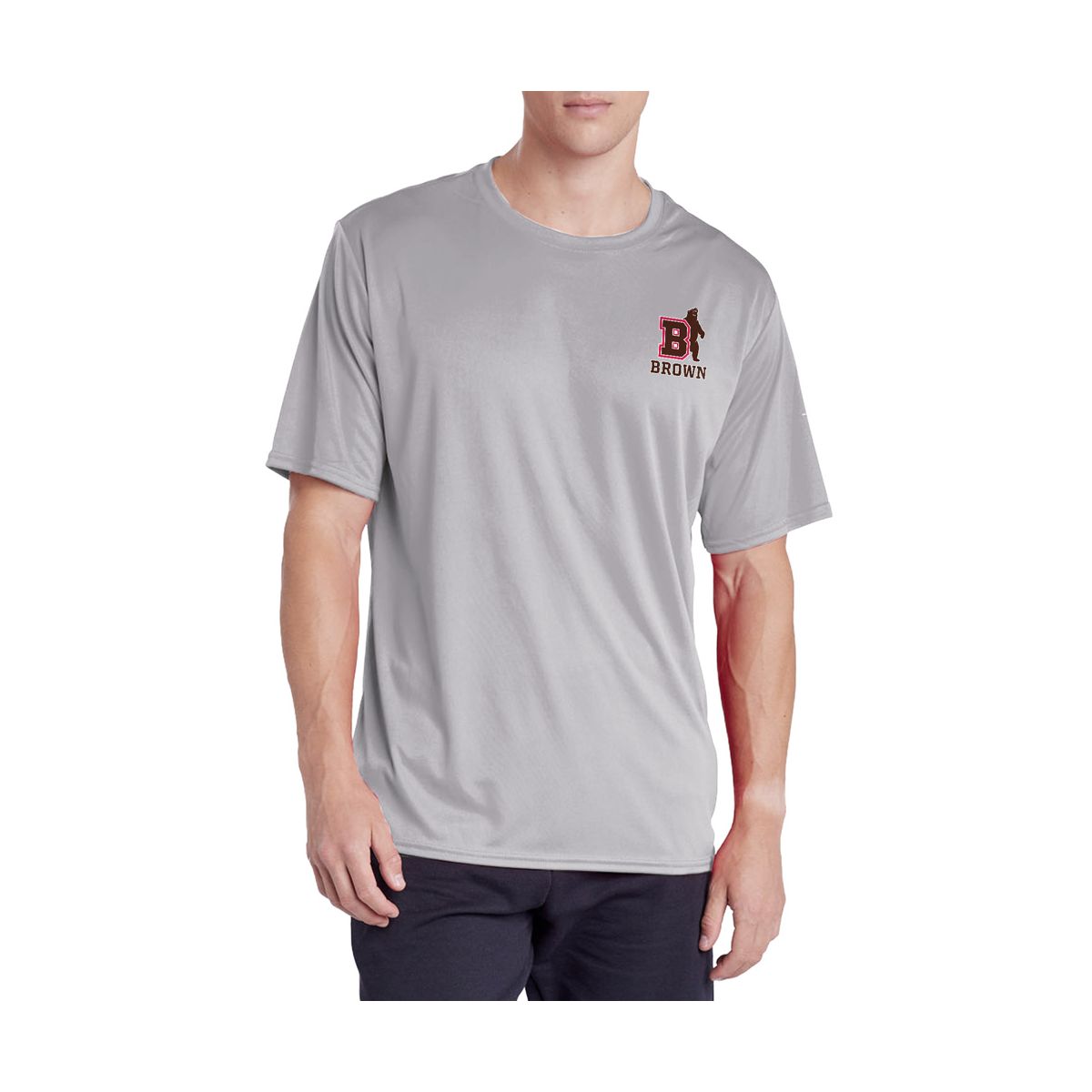 Men's Brown University Sport Active T-Shirt Left Chest Logo