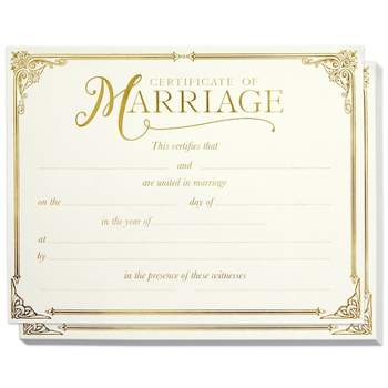 Juvale 48 Pack Marriage Certificates with Gold Foil Edges for Wedding Ceremony, Official Newly Weds, Proposals, Ivory Offset Paper,11 x 8.5 In