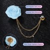 Unique Bargains Silk Alloy Handmade Rose Flower Brooch Pin with Gold Badge Tassel Chain for Men Suit 1 Pc - 2 of 4