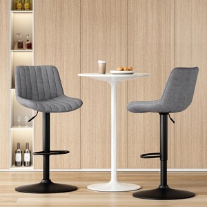 Bencmate Dining Chairs Bar Stools Set of 2, Swivel Adjustable Bar Stools, Industrial Bar Height Stools with Back Support, Gray, 17.3"*17.3"*34" - 1 of 4